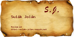 Sulák Jolán névjegykártya